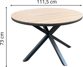 Záhradný stôl Alumio 111,5 cm hnedý/tmavosivý
