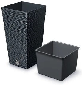 Prosperplast Kvetináč Furu Square (antracitová, 395x395x755)  (100378489)