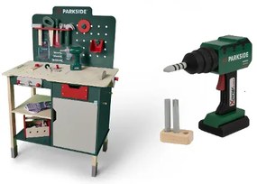 lupilu®  Detský drevený pracovný stôl + drevený aku skrutkovač  (800011071)