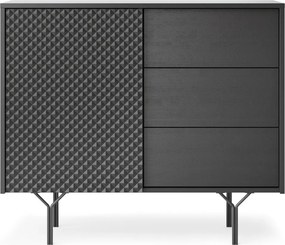 Skrinka so zásuvkami Raven, čierna