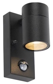 Vonkajšie nástenné svietidlo čierne s pohybovým senzorom IP44 - Solo