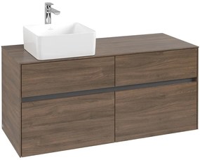 VILLEROY &amp; BOCH Collaro závesná skrinka pod umývadlo na dosku (umývadlo vľavo), 4 zásuvky, 1200 x 500 x 548 mm, Arizona Oak, C04200VH