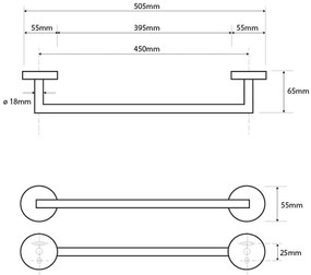 Sapho Sapho, X-ROUND COPPER držiak uterákov 450mm, medená matná, XR402PG