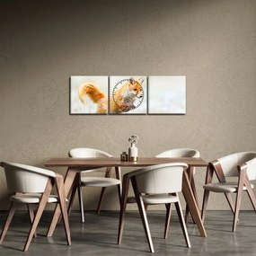 Obraz - Skákajúca líška (s hodinami) (90x30 cm)
