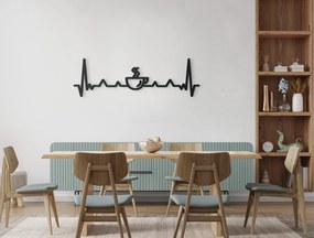 drevko Drevená dekorácia Káva s EKG Rozmer obrazu: 13,5 x 44,5 cm, Farba dekorácie: Čierna
