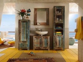 furniture-nabytek.cz - Masívna kúpeľňová vysoká komoda Blue Lagoon z mangového dreva, lakovaná, farebná – 50×45×135 cm