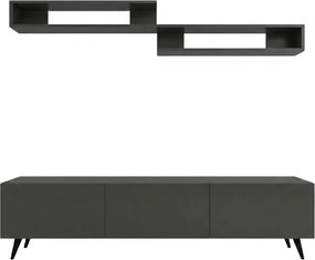 TV stolík MIYA 150 cm s nástennou policou, antracitový