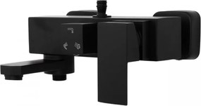 Erga Cube, sprchová batéria s vaňovým výtokom a horným pripojením sprchového stĺpu, 150 mm, čierna matná, ERG-YKA-BW.CB-BLK