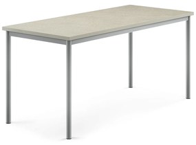 Stôl SONITUS, 1600x700x720 mm, linoleum - svetlošedá, strieborná