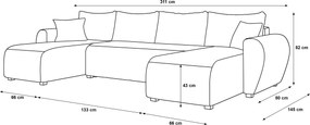Rozkladacia obojstranná sedacia súprava do U SEVIO 311x145 cm, krémová + 2 vankúšiky ZDARMA