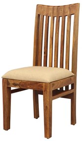 Stolička Gani s čalúneným sedákom z indického masívu palisander Natural