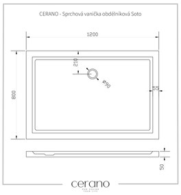 Cerano Soto, obdĺžniková akrytálová sprchová vanička 120x80x5 cm, biela, CER-CER-425557