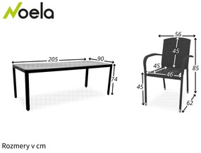 Noela Záhradný jedálenský set Milano + 8x ratanová stolička Roma