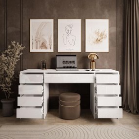 PISACÍ STÔL JULIETTA BIELY LESKLÝ