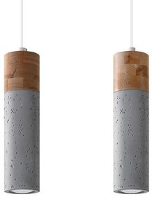 Závesné svietidlo Zane, 2x drevené/betónové tienidlo