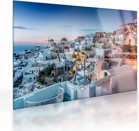 Sklenený obraz - Súmrak v Santorini (70x50 cm)