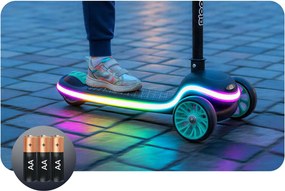 Ricokids Leddi LED balančná Kolobežka pre deti - čierna a tyrkysová