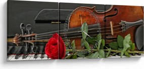 Obraz - Spomienka na hudobníka (s hodinami) (90x30 cm)