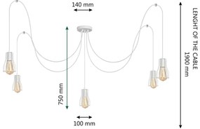 Luster na lanku TUBE 5xE27/15W/230V pavúk biela