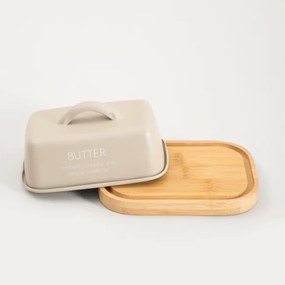 Dóza na maslo FLORA s dreveným podstavcom 762222