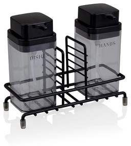 Dávkovač saponátu a mydla Deluxe Square, čierna, 400 ml