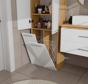 Koupelnová skříňka s 2 koši na prádlo NEL 2K DD bílá/dub Artisan
