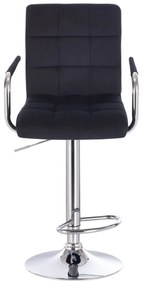 LuxuryForm Barová stolička VERONA VELUR na striebornom tanieri - čierna
