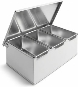 Nerezový zásobník na 3 prísady, 230 x 150 x 90 mm