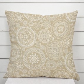 Biante Dekoračná obliečka na vankúš Leona LN-170 Biele mandaly na režnom 60 x 60 cm