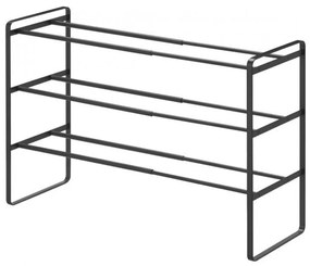 Čierna nastaviteľná polica na topánky s 3 poschodiami YAMAZAKI Maebashi