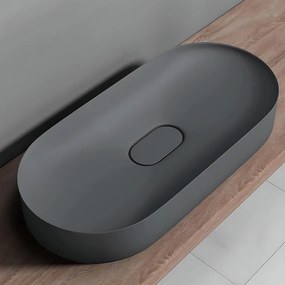 Rea Iris, umývadlo na dosku z konglomerátu 700x355x105 mm, šedá matná, REA-U4306