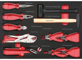 Pojazdný dielenský vozík na náradie EXPERT, VRÁTANE NÁRADIA, 7 zásuviek, modrá