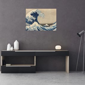 Sklenený obraz - Katsushika Hokusai, Under the Wave off Kanagawa, reprodukcia (70x50 cm)