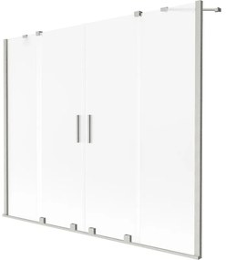 Mexen Velar Duo, 2-krídlová posuvná vaňová zástena 180 x 150 cm, 8mm sklo námraza, brúsená oceľ, 896-180-000-32-97