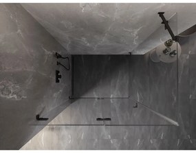 Mexen Lunar-F, 1-krídlový sprchový kút so skladacími dverami, ľavý, 90 x 80 cm, 8mm číre sklo, čierny profil, 836-090-080-70-00-L