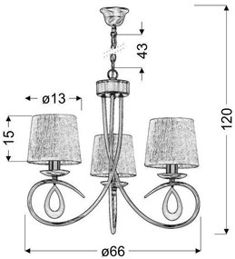 Candellux Biely závesný luster Arnika pre žiarovku 3x E14 33-21663