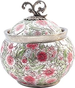 Elegantná dekoračná dóza s kvetmi a vtáčikmi Vintage - Ø 23*25 cm