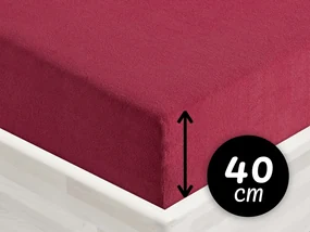 Froté napínacie prestieradlo na extra vysoký matrac FR-010 Vínové 100 x 200 - výška 40 cm