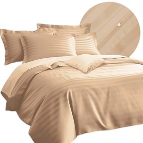 BAMBUSOVÉ OBLIEČKY STRIPE BEIGE 160X200 CM, 2KS 70X80 CM, 4 KS 40X40 CM BÉŽOVÉ