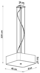 Závesné svietidlo Lokko, 1x biele textilné tienidlo, (biele sklo), (45 cm)