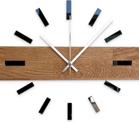 Rustikálne dubové hodiny na stenu – minimalistická škandinávska drevená dekorácia | DRORES: Strieborné ručičky 60 cm 4684-111273 MAS021-3072-akcia20