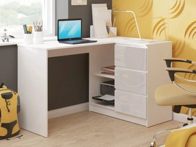 Rohový PC stolík Bodhi (biela + metalický lesk) (P). Vlastná spoľahlivá doprava až k Vám domov. 1068901