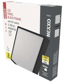 EMOS Prisadené stropné LED osvetlenie NEXXO, 28,5W, teplá biela-studená biela, štvorcové, čierne