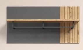 Nástenný šatníkový panel Esteban, antracit/dub evoke