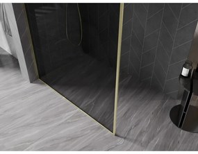 Mexen Kioto-XF, sprchová zástena s rámom 160 x 202 cm, 10mm šedé sklo, zlatý matný profil, 800-160-104-55-40-X