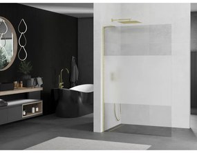 Mexen Kioto L, sprchová zástena Walk-In 90 x 200 cm, 8mm číre sklo-námraza, zlatý matný profil, 800-090-103-55-35