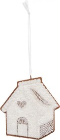 Závesná dekorácia zasnežená perníková chalúpka Frosted Ginger - 9*1*10 cm