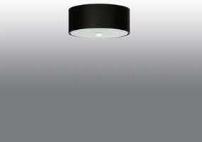 Stropné svietidlo Skala, 1x čierne textilné tienidlo, (biele sklo), (fi 30 cm)