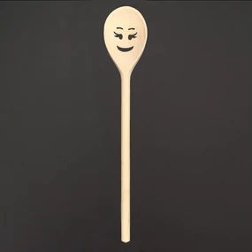 AMADEA Drevená vareška s tvárou, masívne drevo, dĺžka 30 cm