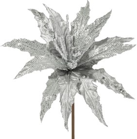Dekoračný vianočný kvet 32 cm strieborná